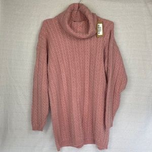 Wainscott Women's Small Pink Nylon Blend Cowl Neck Long Sleeve Sweater #0323